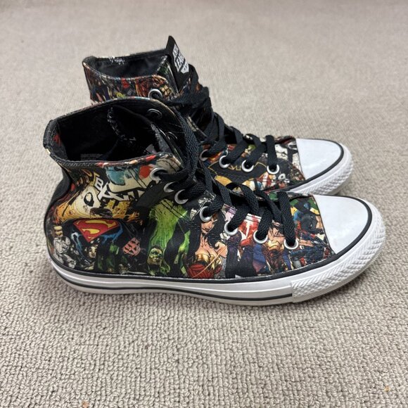Converse Justice League Superman Sneakers Multicolored High Top Women’s Size 8 - Picture 11 of 11